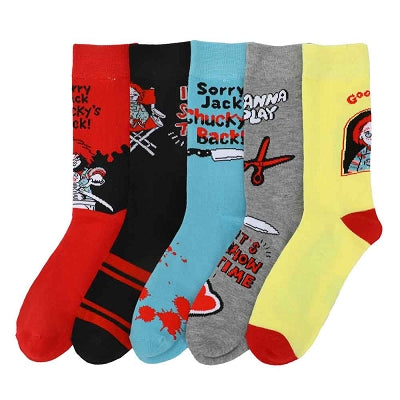 Chucky Mixed Character Adult 5 Pair Crew Socks