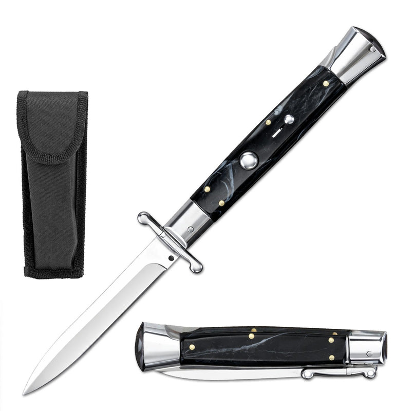 10" Black Italian Milano Style Swinguard Stiletto Automatic Knife