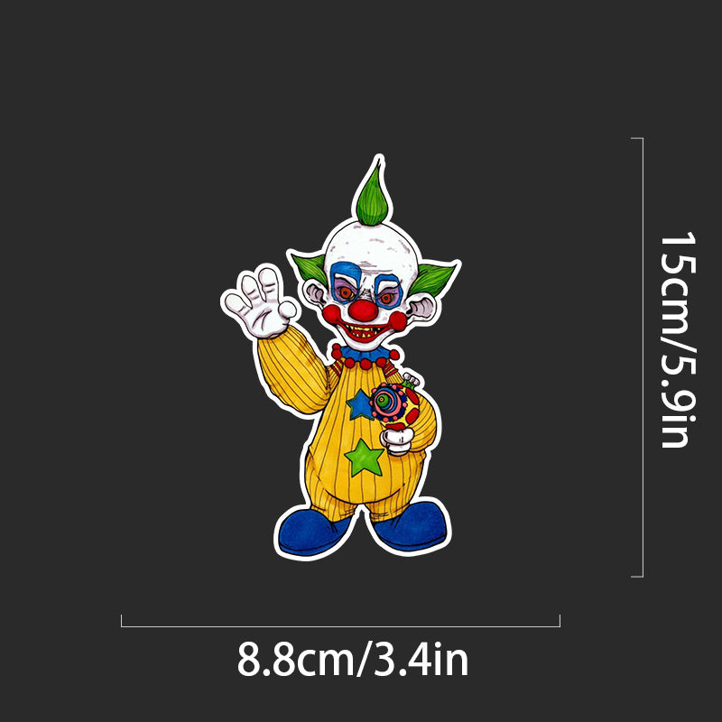 Short Killer Clown Stickers - Suitable for Cars, Trucks, Windows, Laptops, Bumpers, Luggage, Water Bottles, Waterproof Vinyl Decals