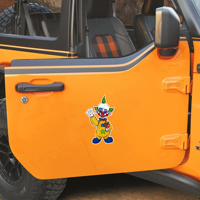 Short Killer Clown Stickers - Suitable for Cars, Trucks, Windows, Laptops, Bumpers, Luggage, Water Bottles, Waterproof Vinyl Decals