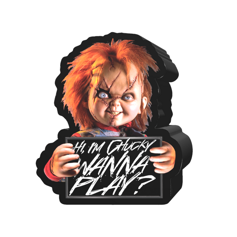 Chuck Wanna Play Mug Shot Large Die Cut MDF Box Wall Sign