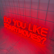 Do You Like Scary Movies Neon Sign Light for Bedroom Wall Decor USB Powered Gaming Accessories Acrylic Neon Light LED Signs for Video Game Room Bar Sign Party Decoration Gamer Gifts Giving
