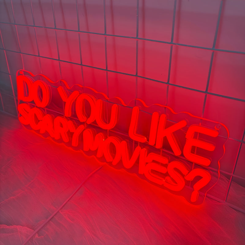 Do You Like Scary Movies Neon Sign Light for Bedroom Wall Decor USB Powered Gaming Accessories Acrylic Neon Light LED Signs for Video Game Room Bar Sign Party Decoration Gamer Gifts Giving
