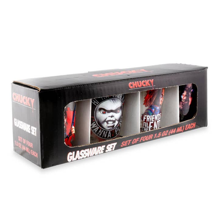Childs Play Chucky 4 Piece 1.5oz Mini Glass Set - Faire