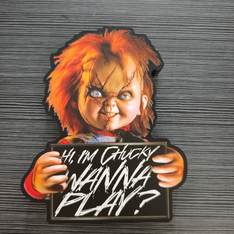 Chuck Wanna Play Mug Shot Large Die Cut MDF Box Wall Sign