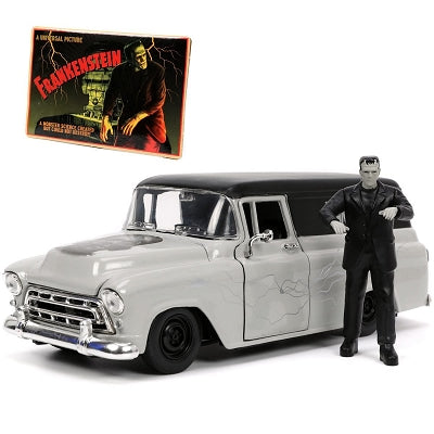 Hollywood Rides Universal Monsters Frankenstein 1957 Chevy Suburban 1:24 Scale Die-Cast Metal Vehicle with Figure
