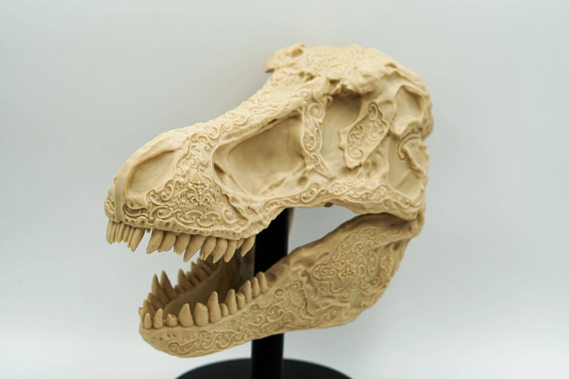Artisan Carved Tyrannosaurus Rex Skull Fossil Replica
