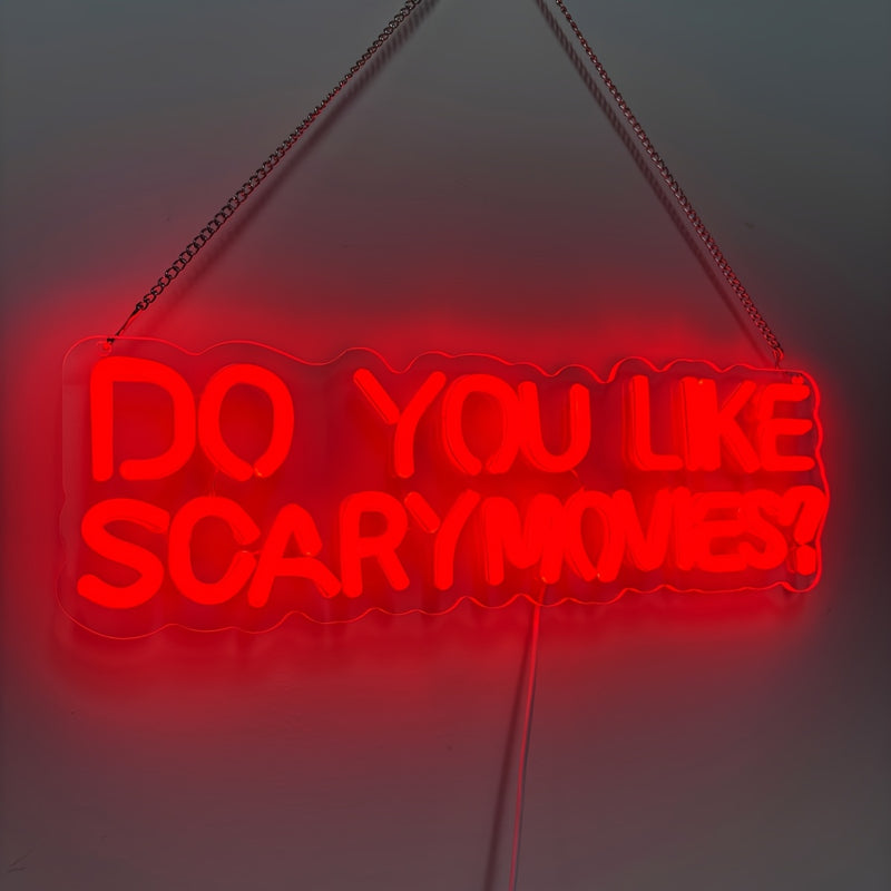 Do You Like Scary Movies Neon Sign Light for Bedroom Wall Decor USB Powered Gaming Accessories Acrylic Neon Light LED Signs for Video Game Room Bar Sign Party Decoration Gamer Gifts Giving