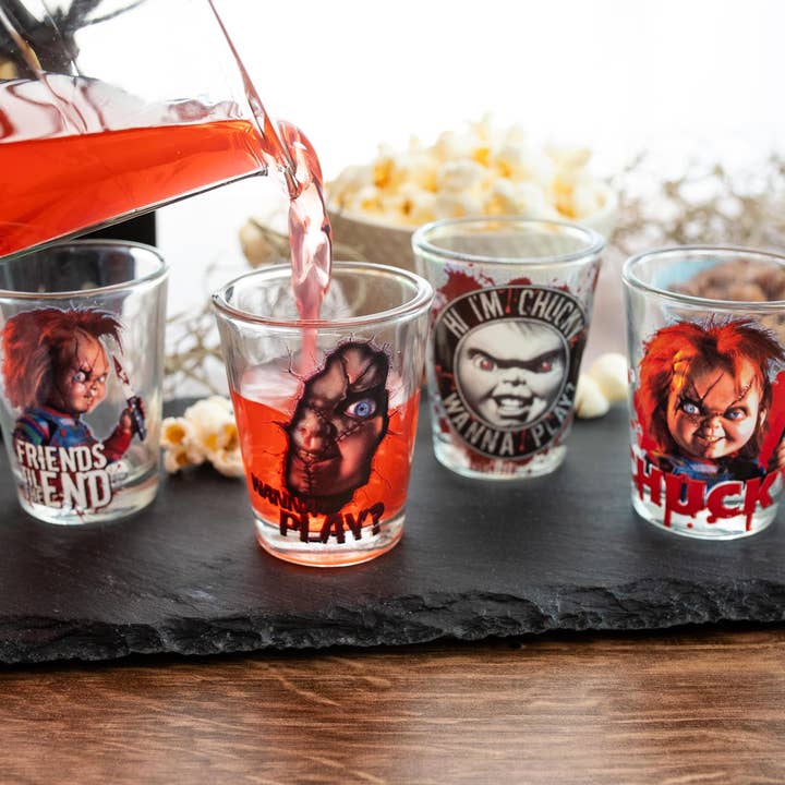 Childs Play Chucky 4 Piece 1.5oz Mini Glass Set - Faire