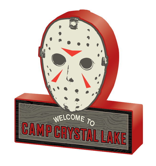 Friday the 13th Mask Peeking Large Die Cut MDF Box Wall Sign