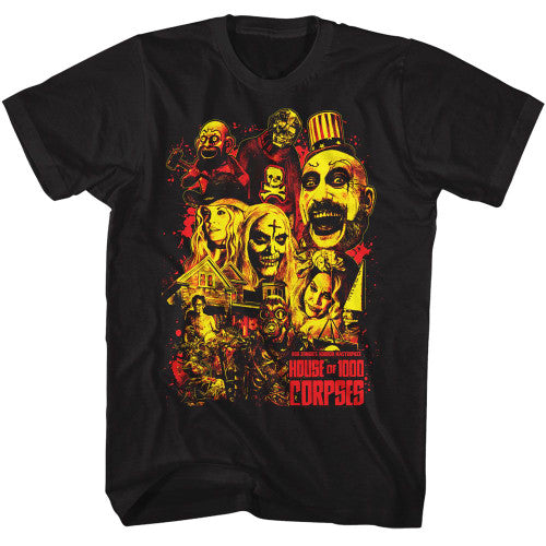 House Of 1000 Corpses Collage Art Black T-Shirt