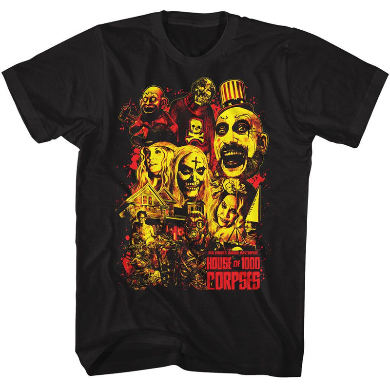 House Of 1000 Corpses Collage Art Black T-Shirt