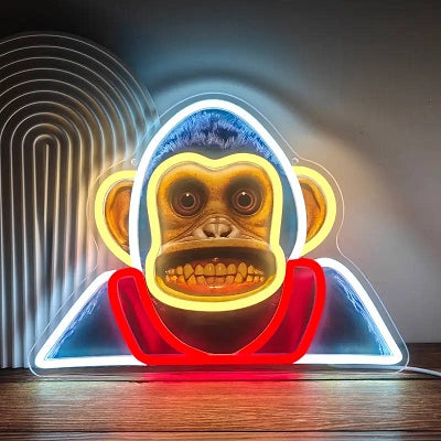  Jolly Monkey LED Neon Sign - USB Powered, Dimmable Wall Art The Monkey