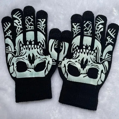 Glow in the Dark Skull Gloves