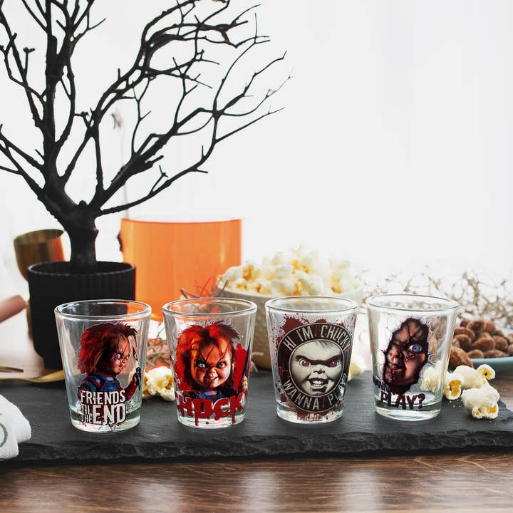 Childs Play Chucky 4 Piece 1.5oz Mini Glass Set - Faire