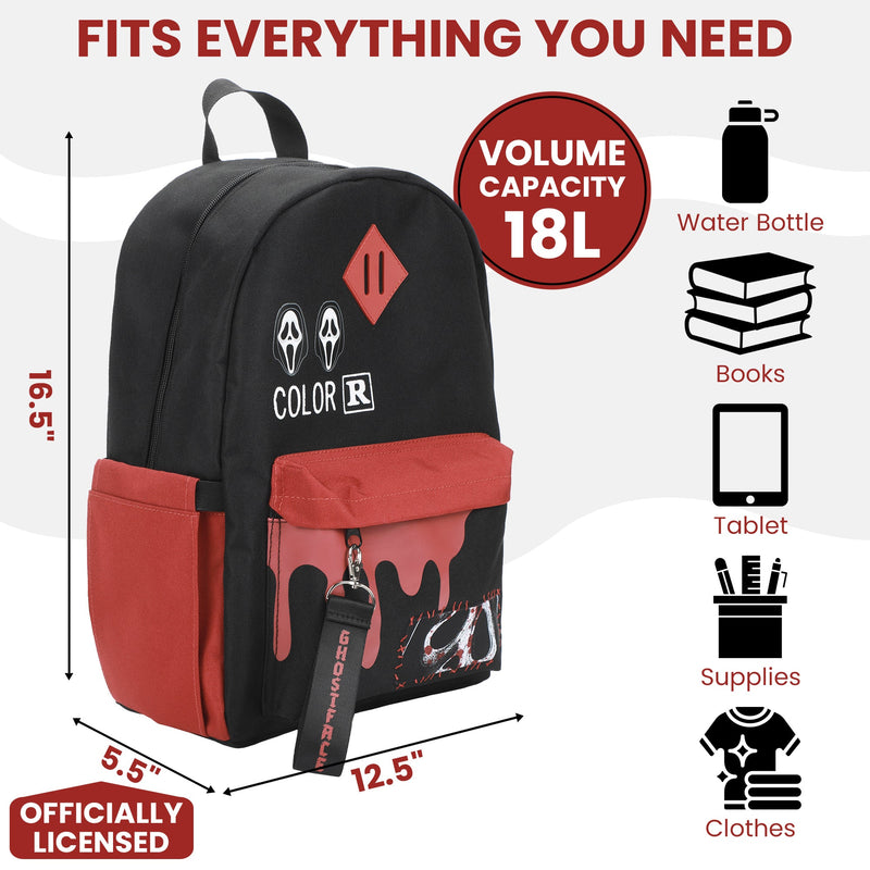 Ghostface Masks & Blood Drip Adult 16.5" Black Backpack