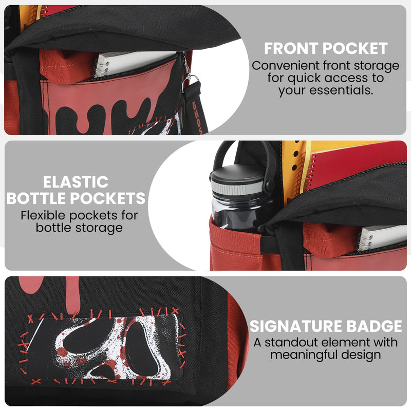 Ghostface Masks & Blood Drip Adult 16.5" Black Backpack