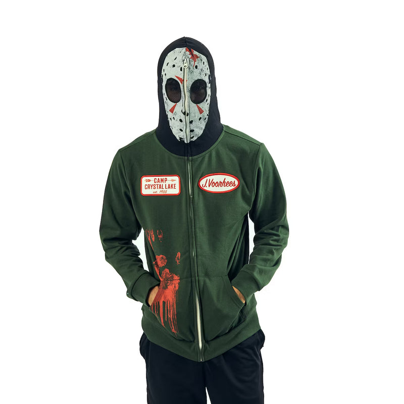 Friday the 13th Jason Voorhees Cosplay Zip-Up Mask Hoodie Horror Movie Graphic Hoodie