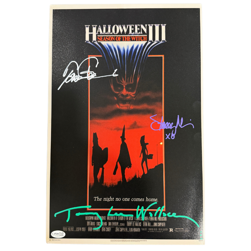 Halloween III: Season of the Witch Signed 11" x 17" Poster by Tom Atkins, Tommy Lee Wallace & Stacey Nelkin – JSA Authenticated