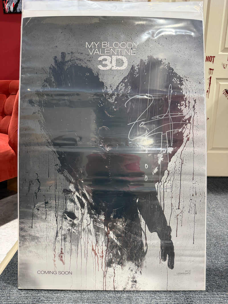 My Bloody Valentine 3D Advance Movie Poster 27x40 Signed by Todd Farmer with Pickaxe Sketch – Original DS One Sheet
