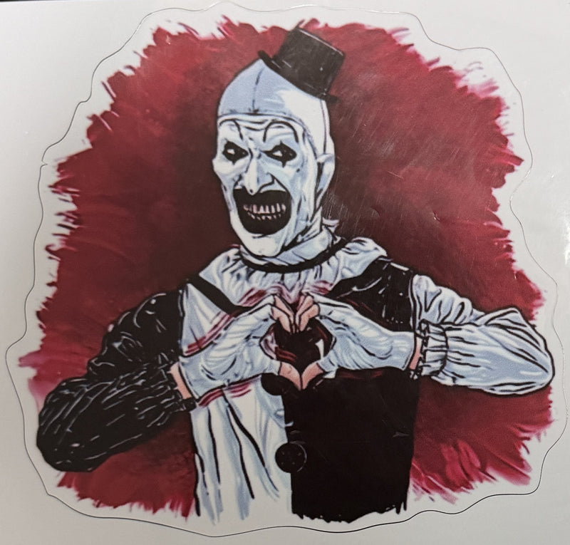 Terrifier Art the Clown Loves You Large Sticker