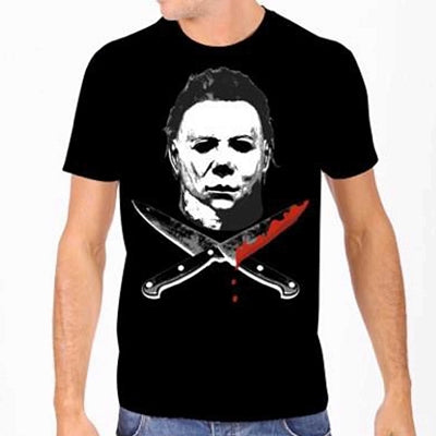 Halloween Michael Myers Cross Knives Men's Tee