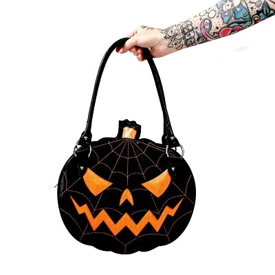 Sourpuss Glitter Pumpkin Purse Black/Orange