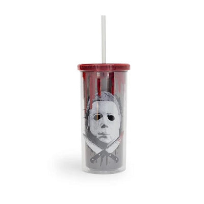 Halloween 2 Michael Myers Carnival Cup With Lid And Straw | Holds 20 Ounces
