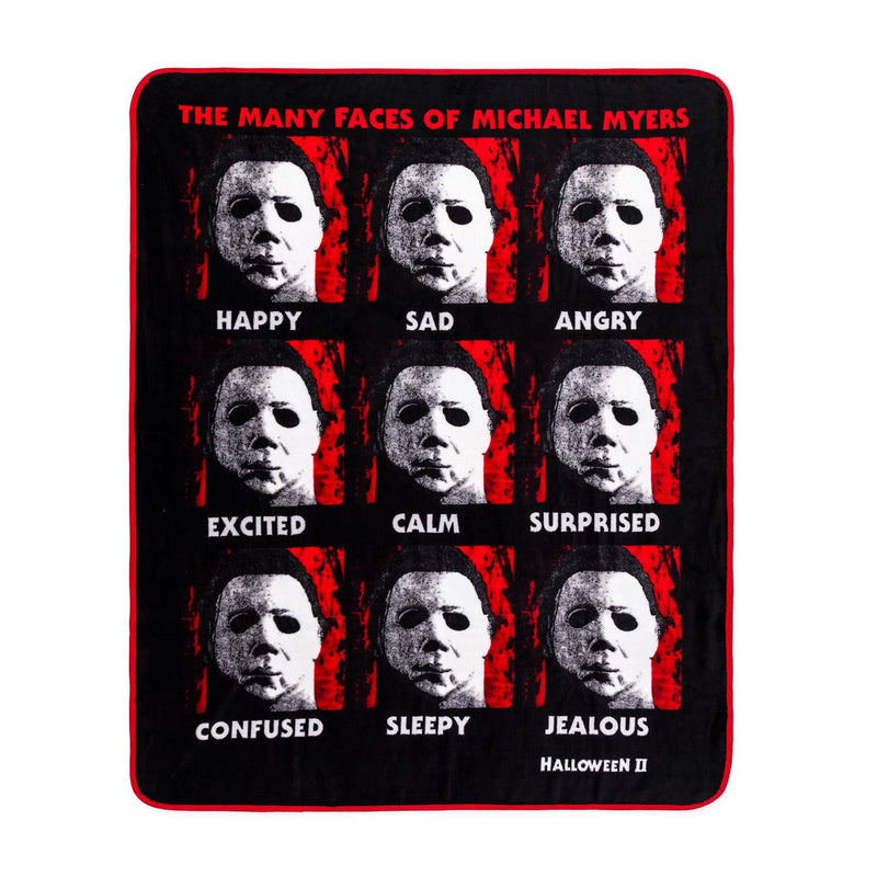 Halloween II "The Faces Of Michael Myers" Raschel Throw Blanket | 45 x 60 Inches