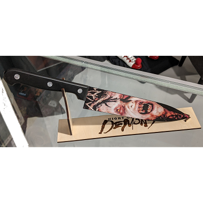 Autographed Night of the Demons Angela Kitchen Knife with Matching Knife Stand