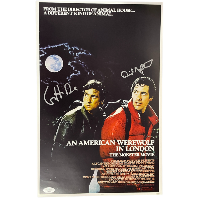 An American Werewolf in London Poster Signed by David Naughton and Griffin Dunne – COA JSA Authenticated – 11” x 17”