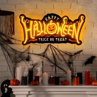 Happy Halloween Trick Or Treat Neon LED Wall Sign