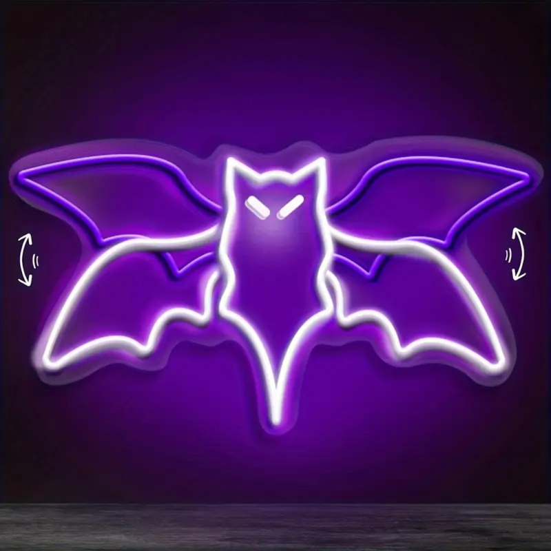 Spooky Bat LED Neon Sign - USB Powered, Dimmable Wall Art