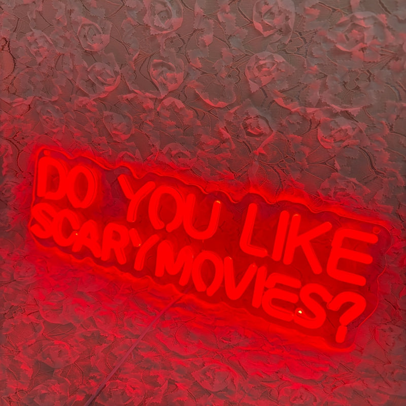 Do You Like Scary Movies Neon Sign Light for Bedroom Wall Decor USB Powered Gaming Accessories Acrylic Neon Light LED Signs for Video Game Room Bar Sign Party Decoration Gamer Gifts Giving