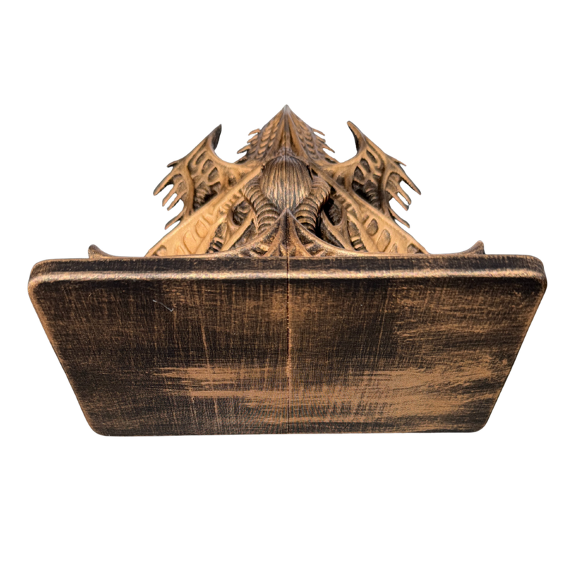 Bronze Giger Inspired 3D Printed Wall Mounted Shelf