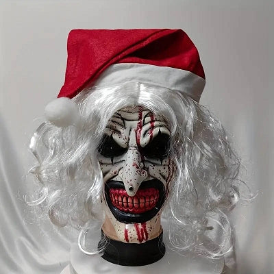 Terrified Santa Clown Face Mask
