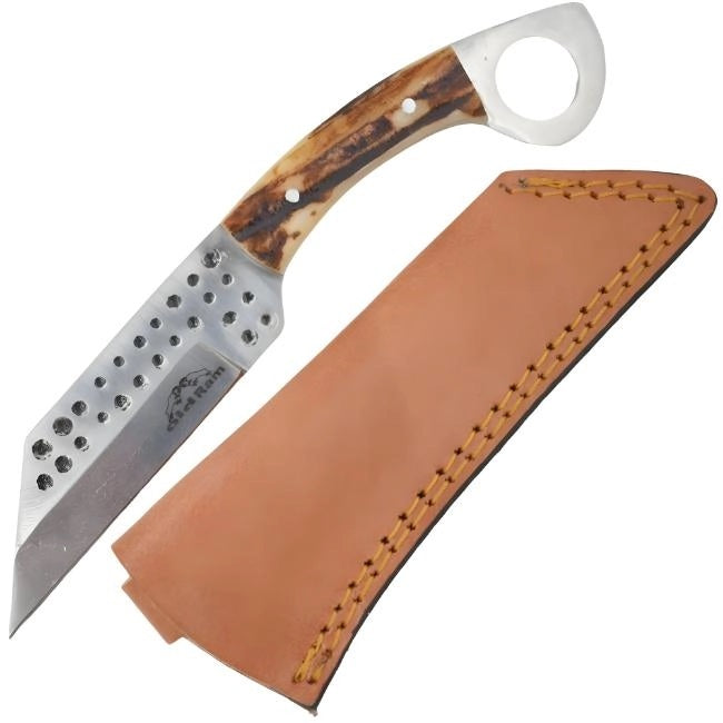 8.75 Inch Full Tang Bone Handle Fixed Blade Knife | Satin Blade
