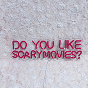 Do You Like Scary Movies Neon Sign Light for Bedroom Wall Decor USB Powered Gaming Accessories Acrylic Neon Light LED Signs for Video Game Room Bar Sign Party Decoration Gamer Gifts Giving