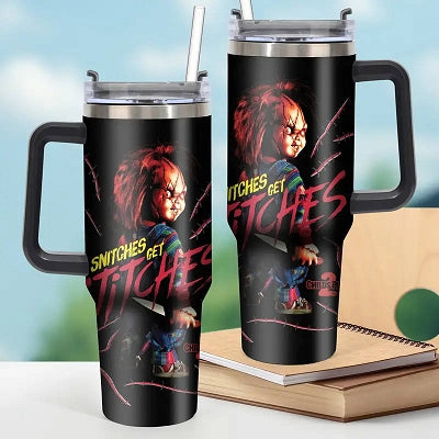Chucky Snitches Get Stitches 40oz Stainless Steel Tumbler