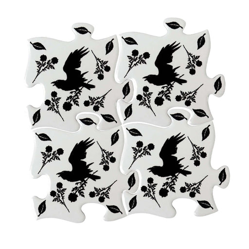 Black Raven & Rose Coaster Set