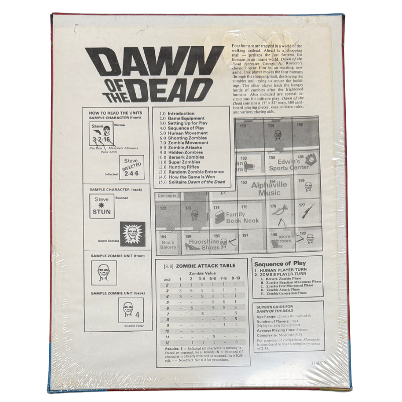 Dawn of the Dead 1981 SPI Board Game – George A. Romero – Rare Vintage Factory Sealed