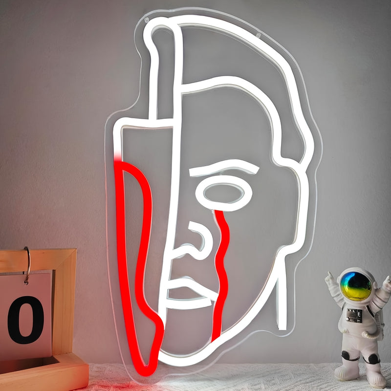 Terrifying Face Neon Lights, LED Neon Lights In The Bedroom, Men's Cave, Birthday, Christmas Gifts for Boys