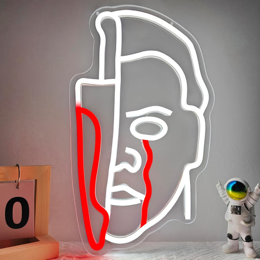 Terrifying Face Neon Lights, LED Neon Lights In The Bedroom, Men's Cave, Birthday, Christmas Gifts for Boys