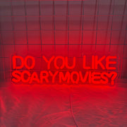 Do You Like Scary Movies Neon Sign Light for Bedroom Wall Decor USB Powered Gaming Accessories Acrylic Neon Light LED Signs for Video Game Room Bar Sign Party Decoration Gamer Gifts Giving