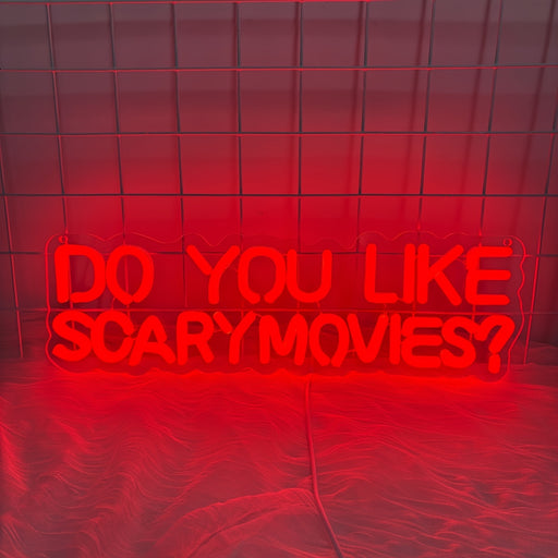 Do You Like Scary Movies Neon Sign Light for Bedroom Wall Decor USB Powered Gaming Accessories Acrylic Neon Light LED Signs for Video Game Room Bar Sign Party Decoration Gamer Gifts Giving