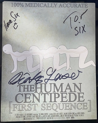 Human Centipede Autographed x 3 Photo B Tom Six, Dieter Laser, Ilona Six