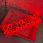 Do You Like Scary Movies Neon Sign Light for Bedroom Wall Decor USB Powered Gaming Accessories Acrylic Neon Light LED Signs for Video Game Room Bar Sign Party Decoration Gamer Gifts Giving