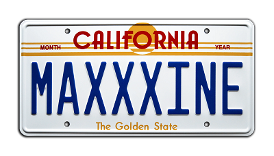 MAXXXINE | Maxines Mercedes  |  Golden State Metal Stamped Vanity License Plate