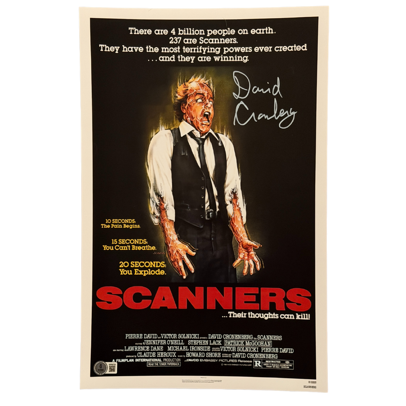 David Cronenberg Autographed Scanners 11" x 17" Poster Beckett Authenticated