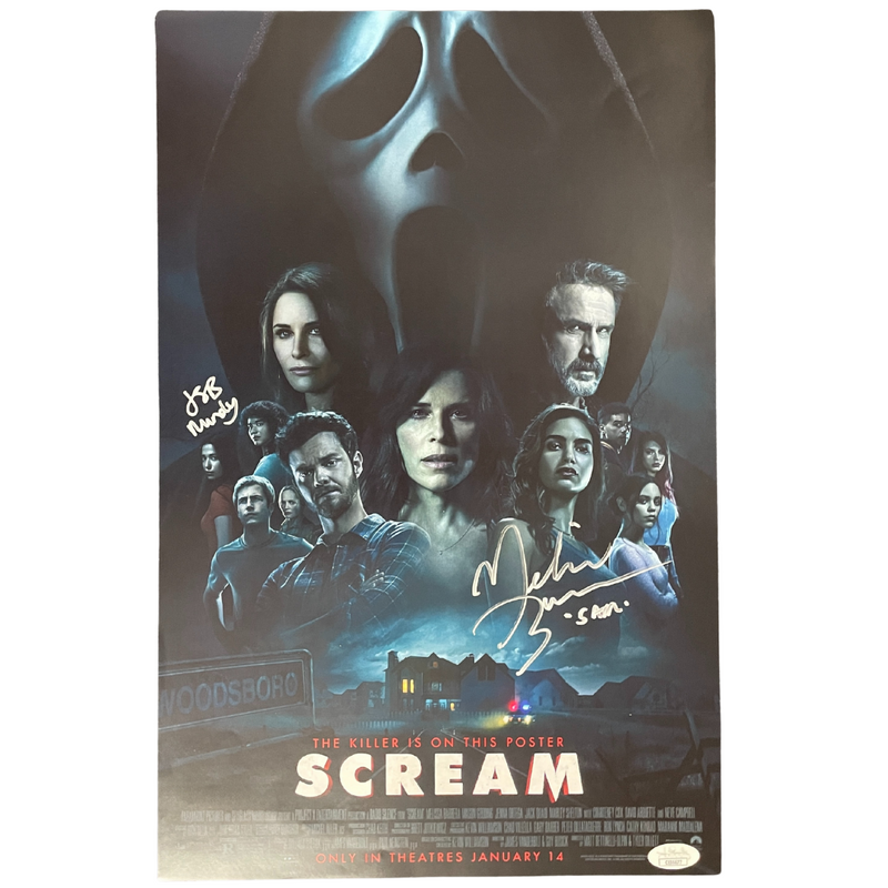 Scream (2022) Poster Signed by Melissa Barrera and Jasmine Savoy Brown 11x17 COA Autograph with JSA Certificate of Authenticity